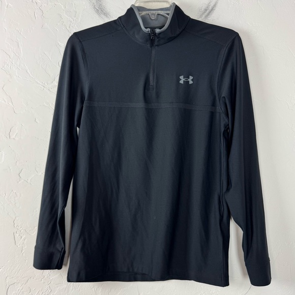 UA Under Armour Pullover Sweatshirt Sweater Knit Top Playoff 2.0 1/4 Zip Black - Picture 1 of 7